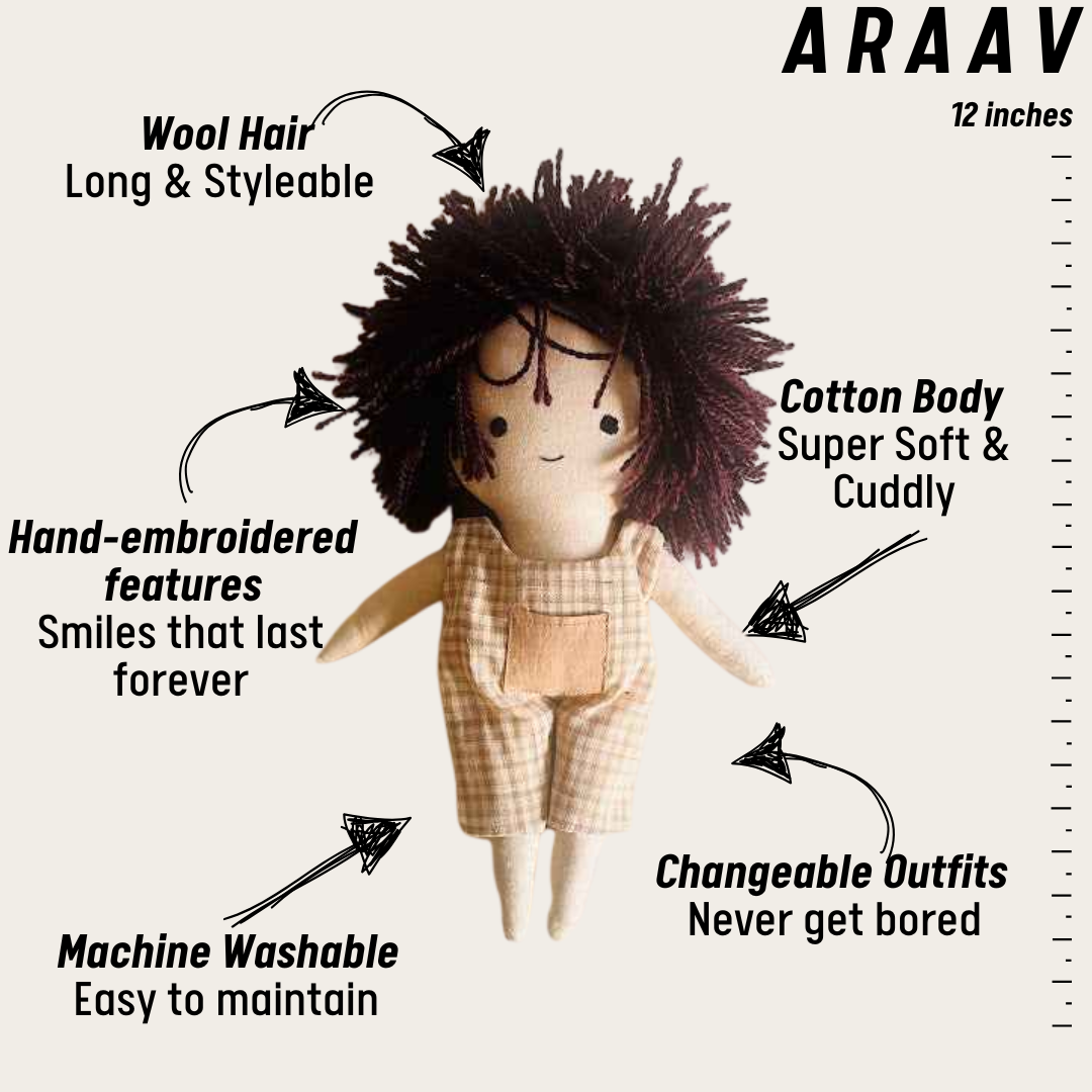 Aarav – The Curious Dreamer (Handmade Boy Doll)