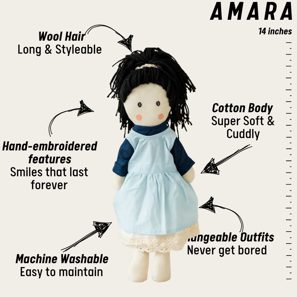 Amara Handmade Cloth Doll for Kids | Soft & Eco-Friendly