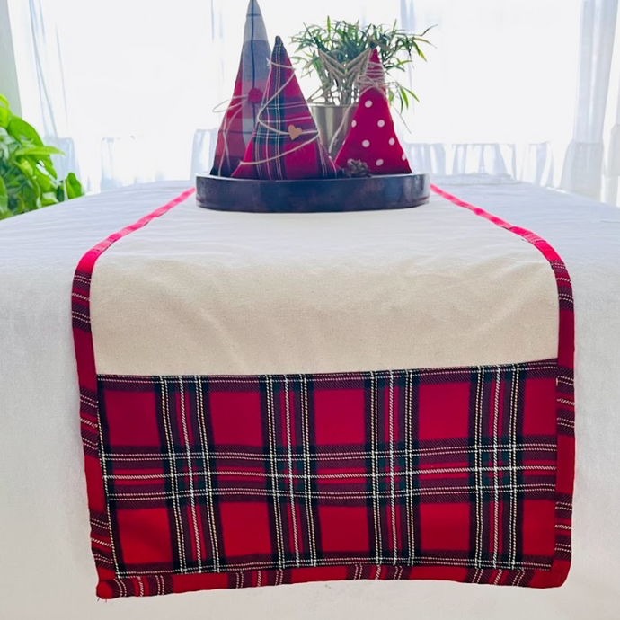 Red Checks Patchwork Table Runner