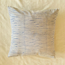 Load image into Gallery viewer, Rustic Stripe Handprinted Cushion Cover - Blue (16*16&quot;)
