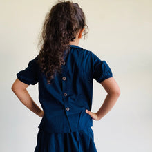 Load image into Gallery viewer, Sophia Button-Back Collar Blouse (Navy)
