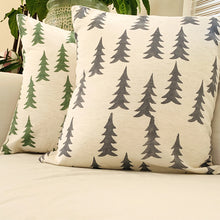 Load image into Gallery viewer, Mountain Trees Handprinted Cushion Cover - Green (16*16&quot;)
