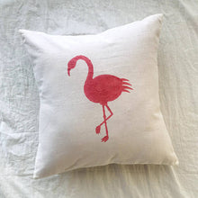 Load image into Gallery viewer, Flamingo Print Handprinted Cushion Cover - Pink (16*16&quot;)
